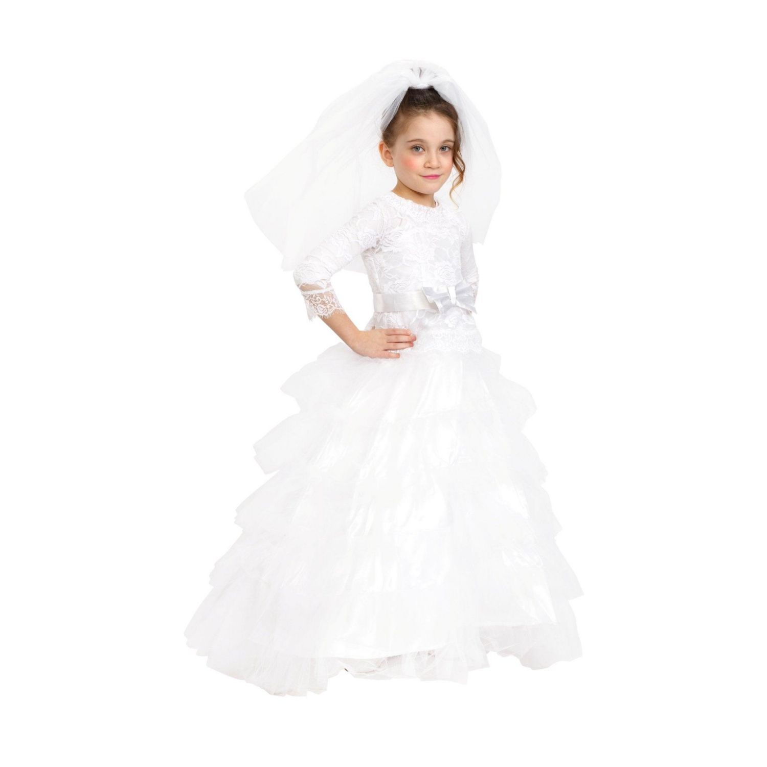 Bridal Dress with Wedding Veil Costume - Kids Girls