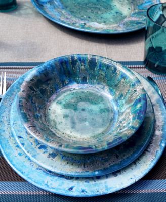 Radiance Teal Melamine 12 Pc. Dinnerware Set, Service for 4
