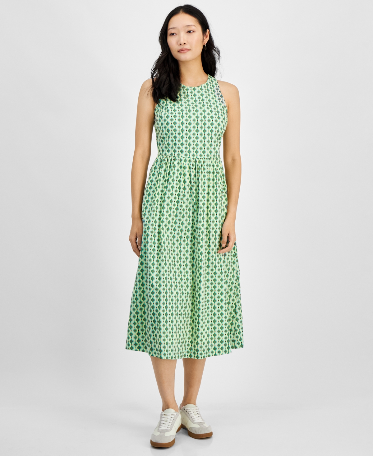 Women's Sleeveless Tank Midi Dress, Created for Macy's - Olivine Combo