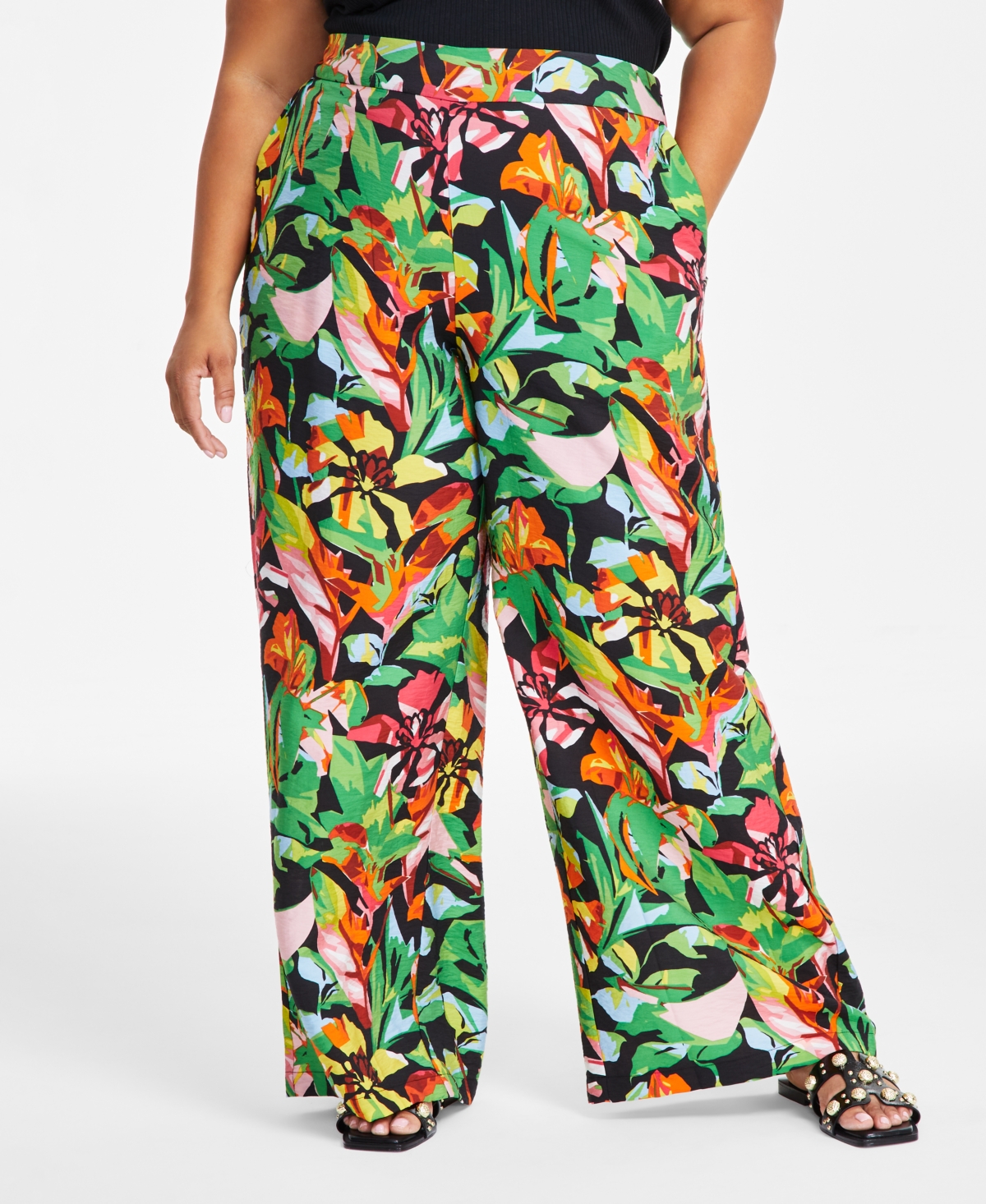 I.n.c. International Concepts Plus Size High-Rise Wide-Leg Pants, Exclusively at Macy's