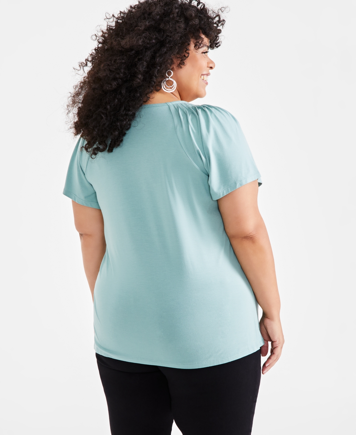 Style & Co Plus Size Pleat-Neck Top, Created for Macy's