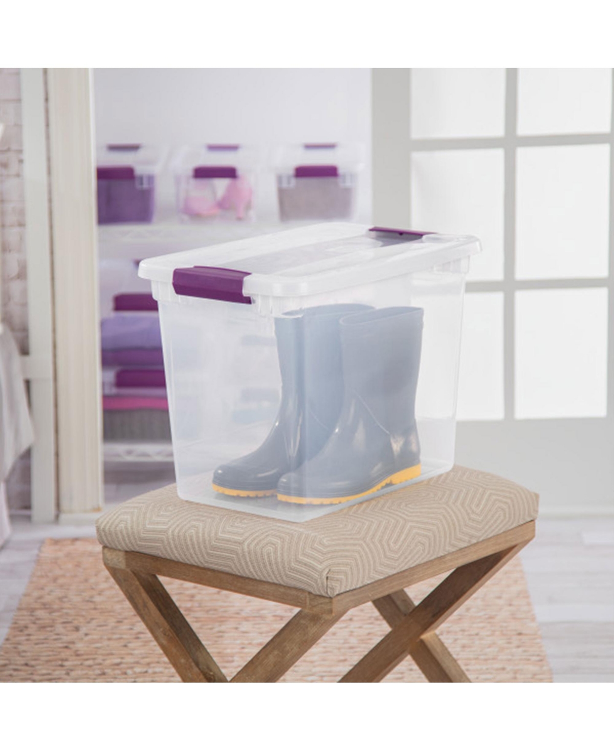 Sterilite 27 QtView Latch Storage Stackable Bin with Latching Lid, 12 Pack