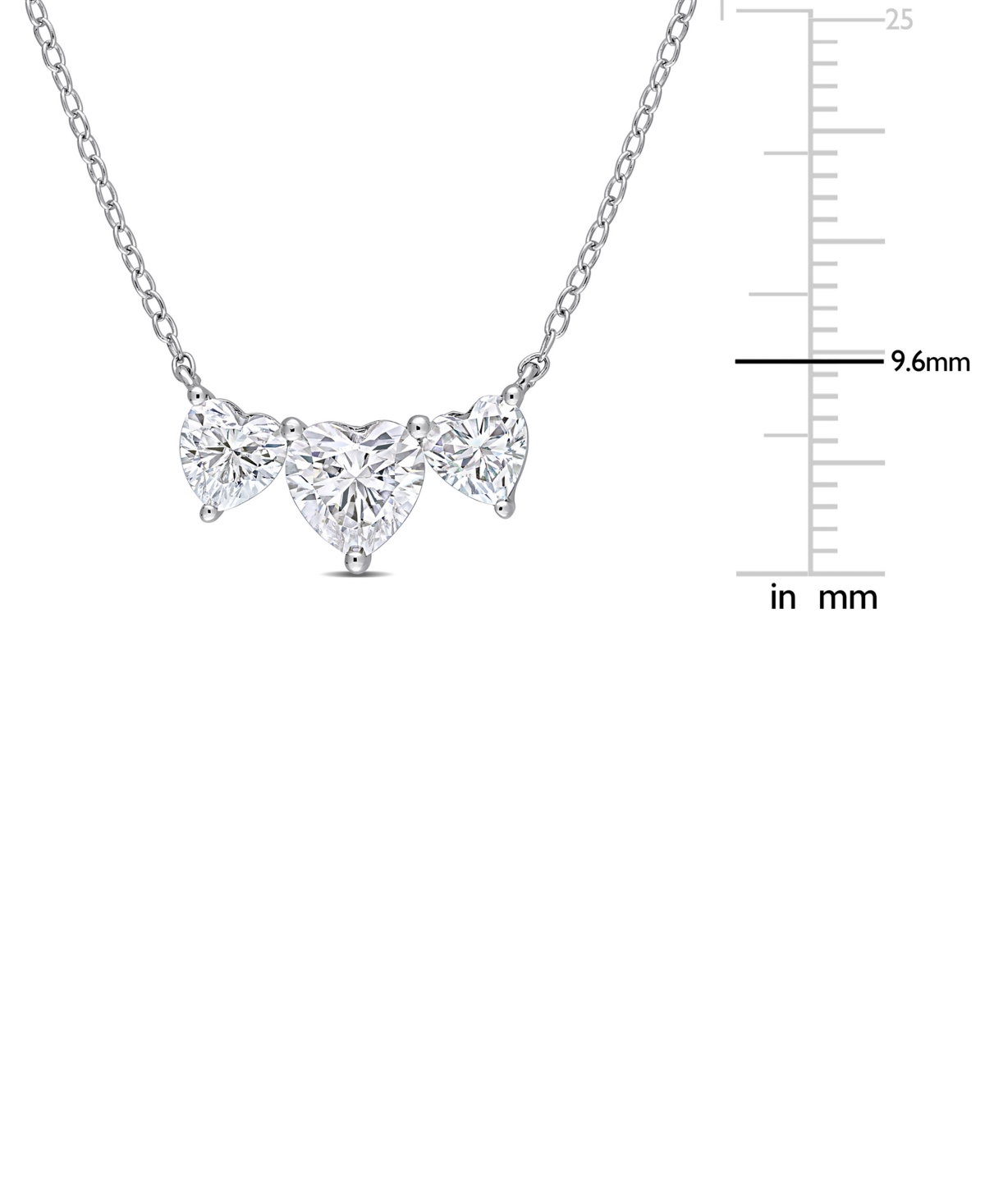 Shop Macy's Moissanite Triple Heart 17" Pendant Necklace (2 Ct. T.w.) In Sterling Silver In White