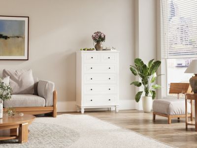 Modern White 6-Drawers Wood Chest of Drawer Dresser，bedroom nightstand, wooden end table