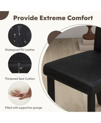 Dining Chair Set of 4 w/ Acacia Wood Frame & Rubber Wood Legs Padded Backrest Brown