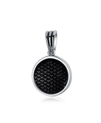Retro Hemp Fimble Pot Cannabis Marijuana Leaf Medallion Round Pendant Necklace Oxidized Sterling Silver With Chain