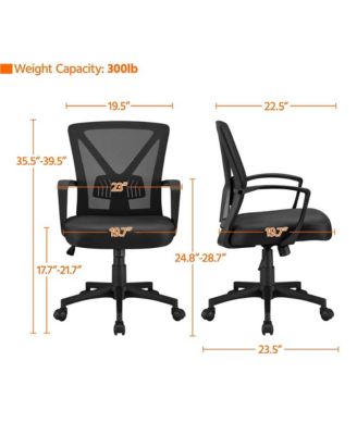 Mesh Office Chair Mid Back Desk Chair Adjustable Swivel Chair