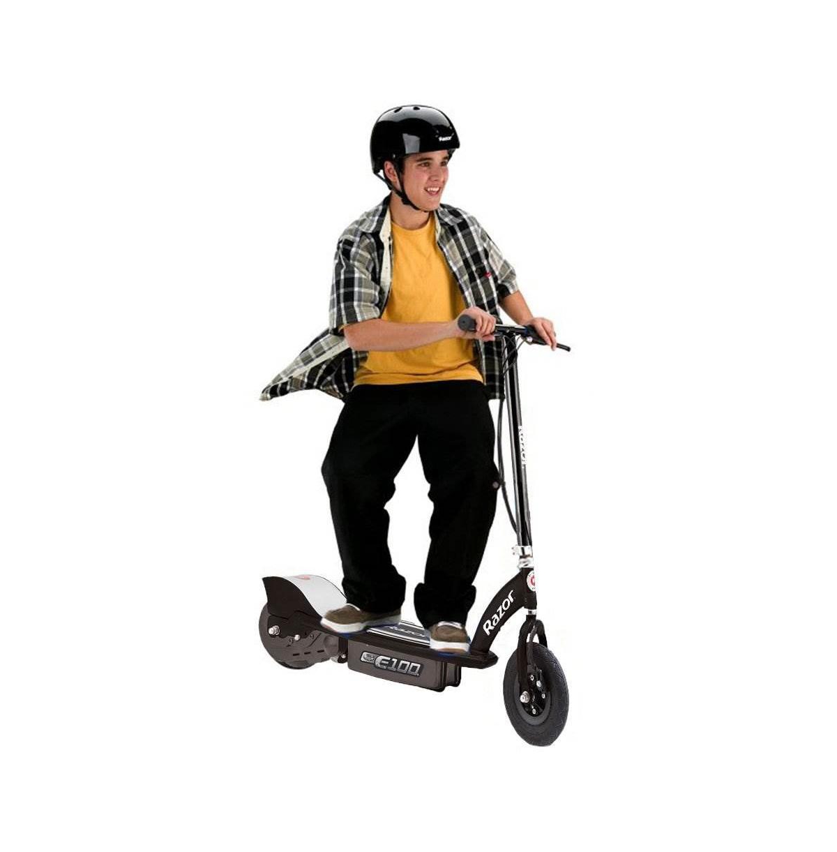 Razor E100 Motorized Rechargeable Kids Toy Electric Scooters, 1 Black & 1 Blue