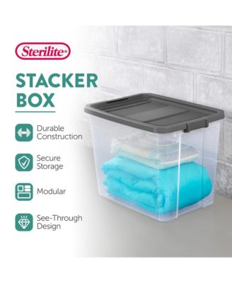108 Qt. Clear Stacker Storage Container Tote w/ Latching Lid, (4 Pack)