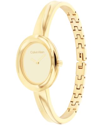 Women Twisted Bezel Gold-tone Stainless Steel Bracelet Watch 24mm