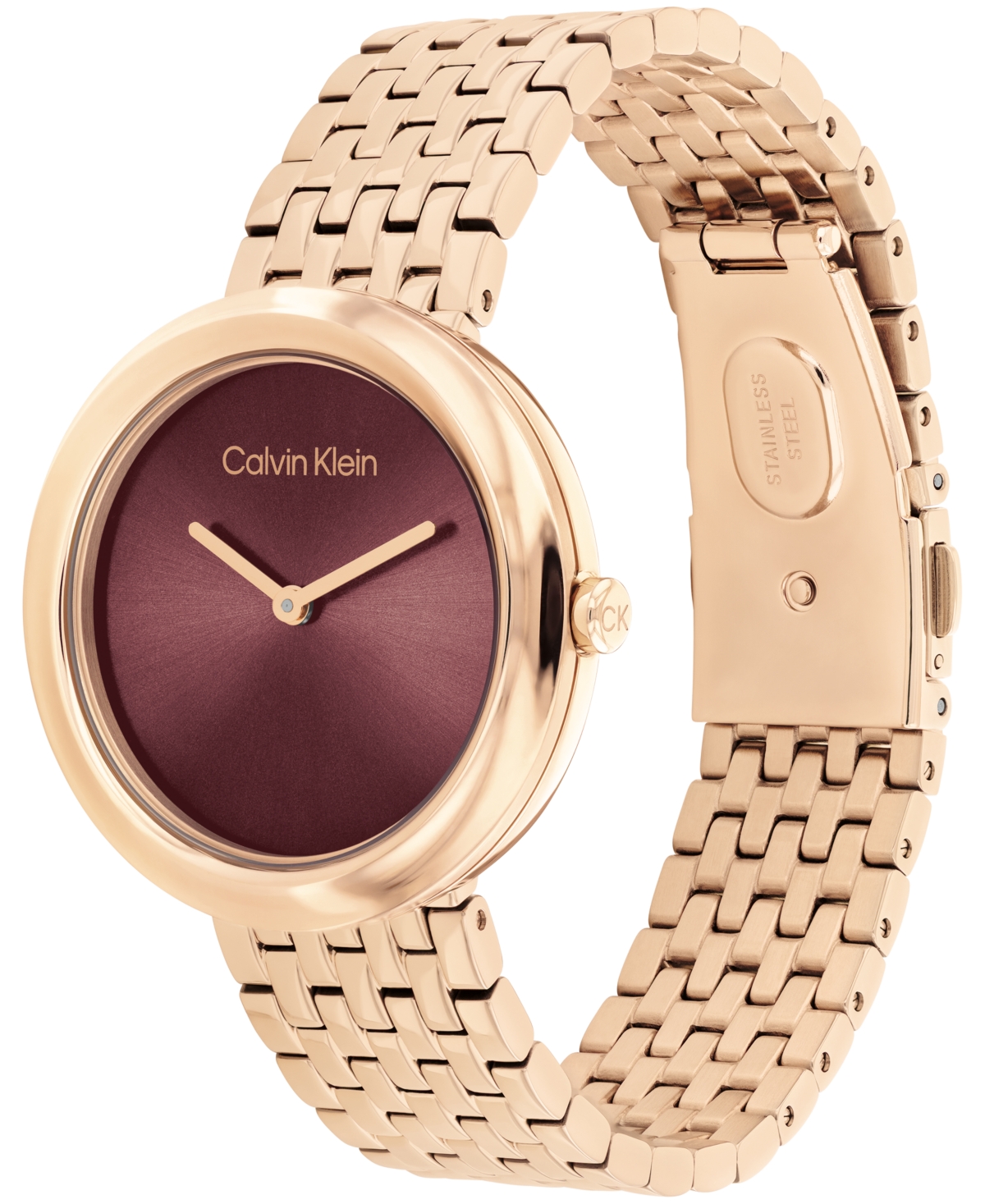 Calvin Klein Women Twisted Bezel Rose Gold-tone Stainless Steel Bracelet Watch 34mm In Rose Gold
