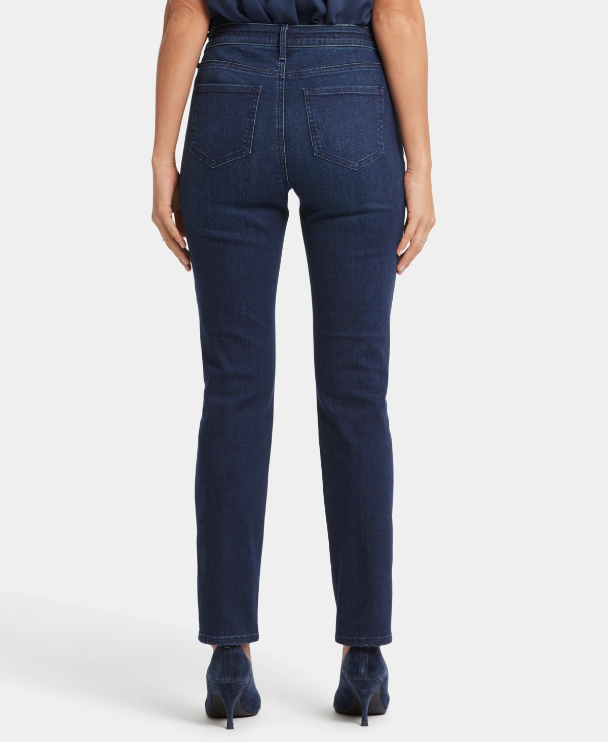 Nydj Marilyn Womens Tummy Slimming Denim Straight Leg Jeans In Basin