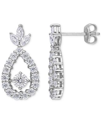 Macy's - Moissanite Marquise & Round Teardrop Drop Earrings (2 ct. t.w.) in Sterling Silver