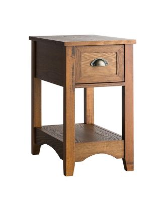 1 PC Wood Contemporary Chair Side End Table Compact Table w/ Drawer Nightstand Tawny
