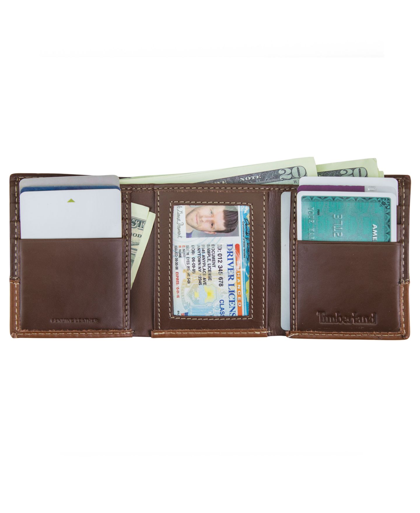 Мужской кошелёк Timberland Two-Tone Trifold Leather Wallet — фото 3