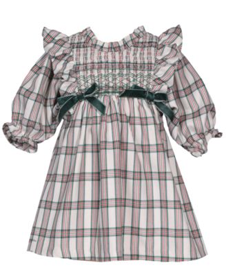 Bonnie Baby Baby Girls Three Quarter Sleeved Plaid Dress Macy s