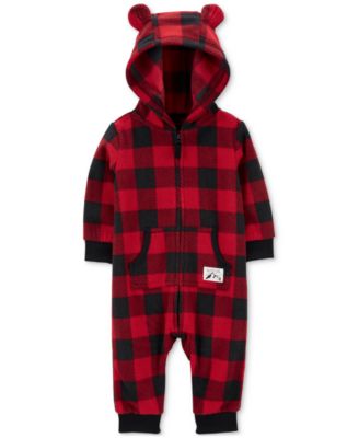Carter's - Baby Boys 1-Piece Buffalo Check Fleece Jumpsuit