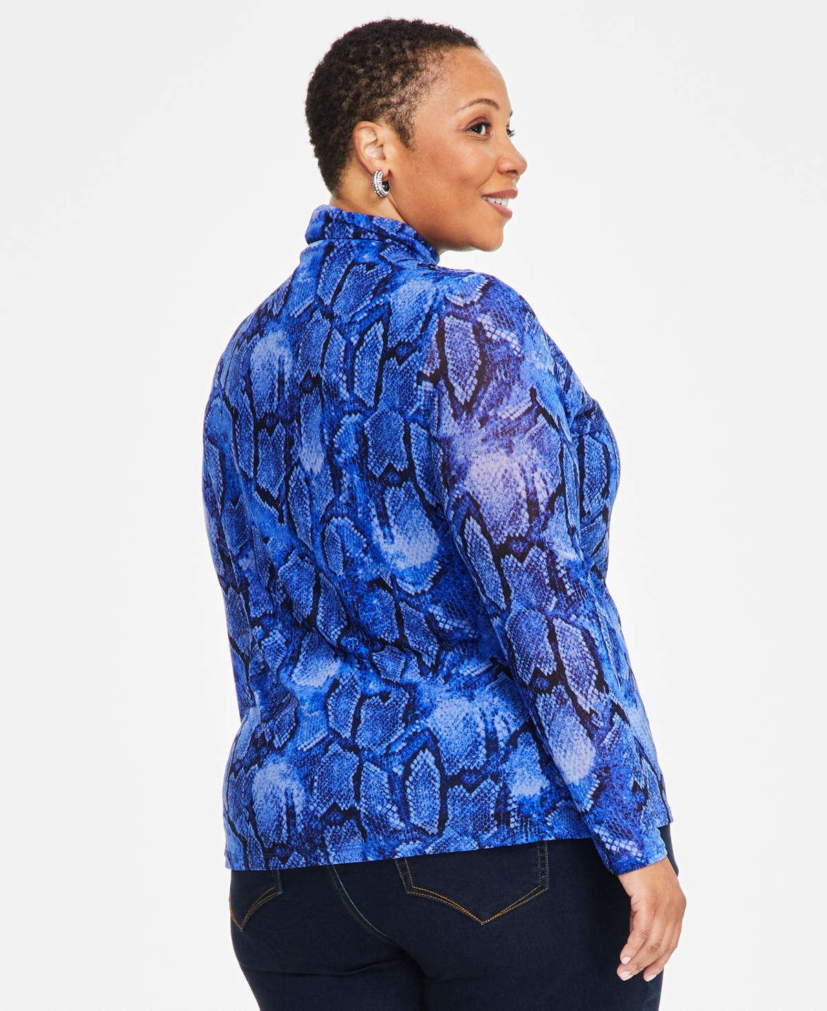 I.n.c. International Concepts Plus Size Printed Mesh Turtleneck Top, Exclusively at Macy's