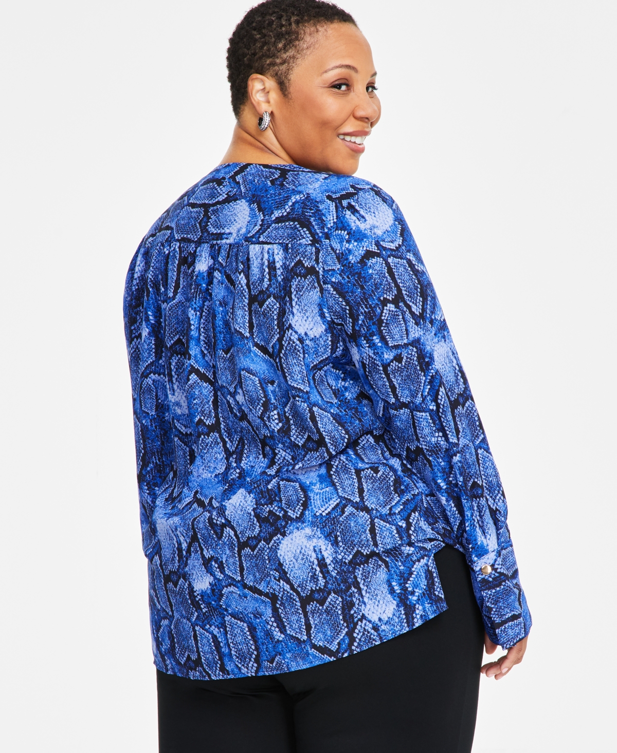 I.n.c. International Concepts Plus Size Cuffed Surplice Blouse, Exclusively at Macy's