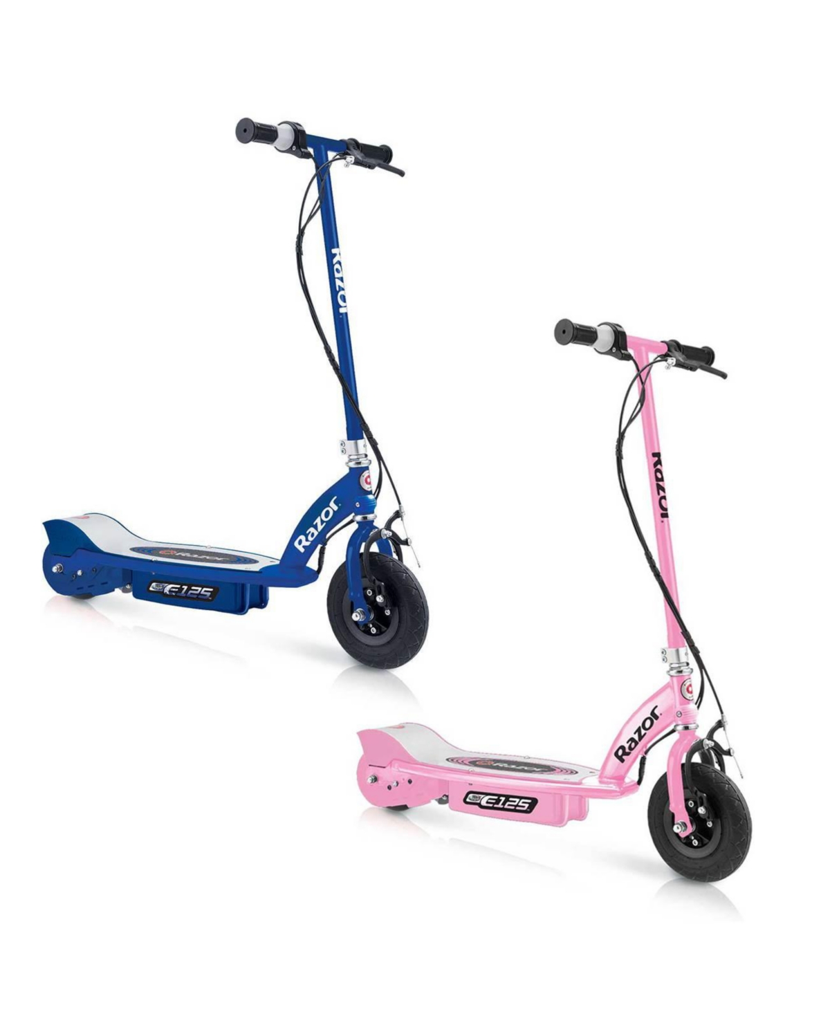 Razor E125 Motorized Rechargeable Kids Youth Electric Scooters, 1& 1 Blue - Pink, Navy