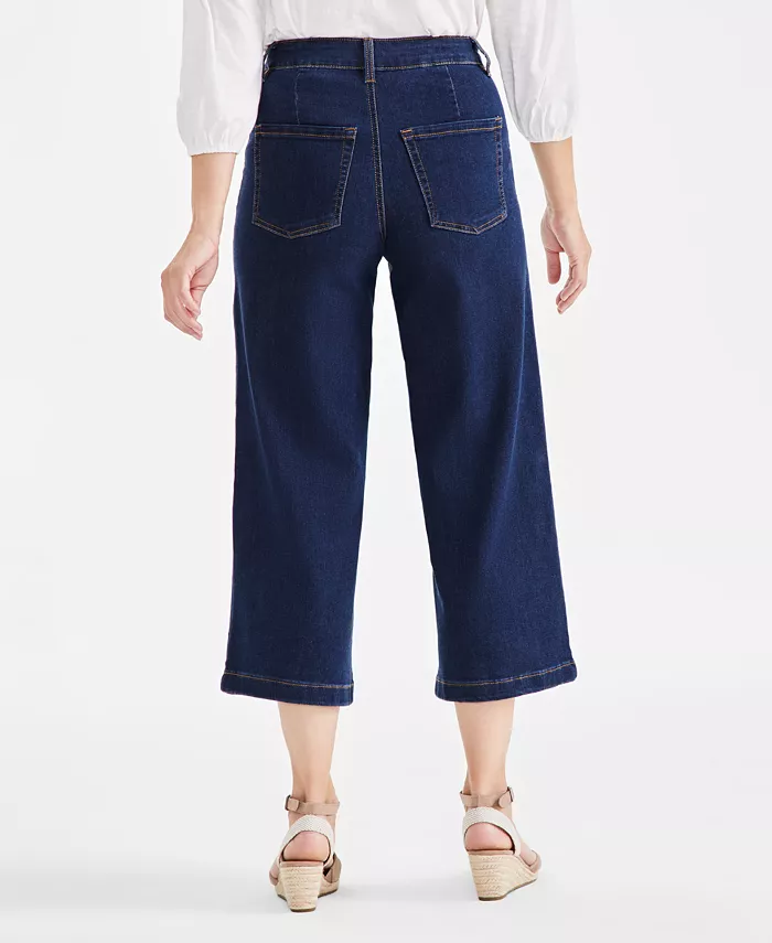 Petite High-Rise Wide-Leg Cropped Jeans - thumbnail 4