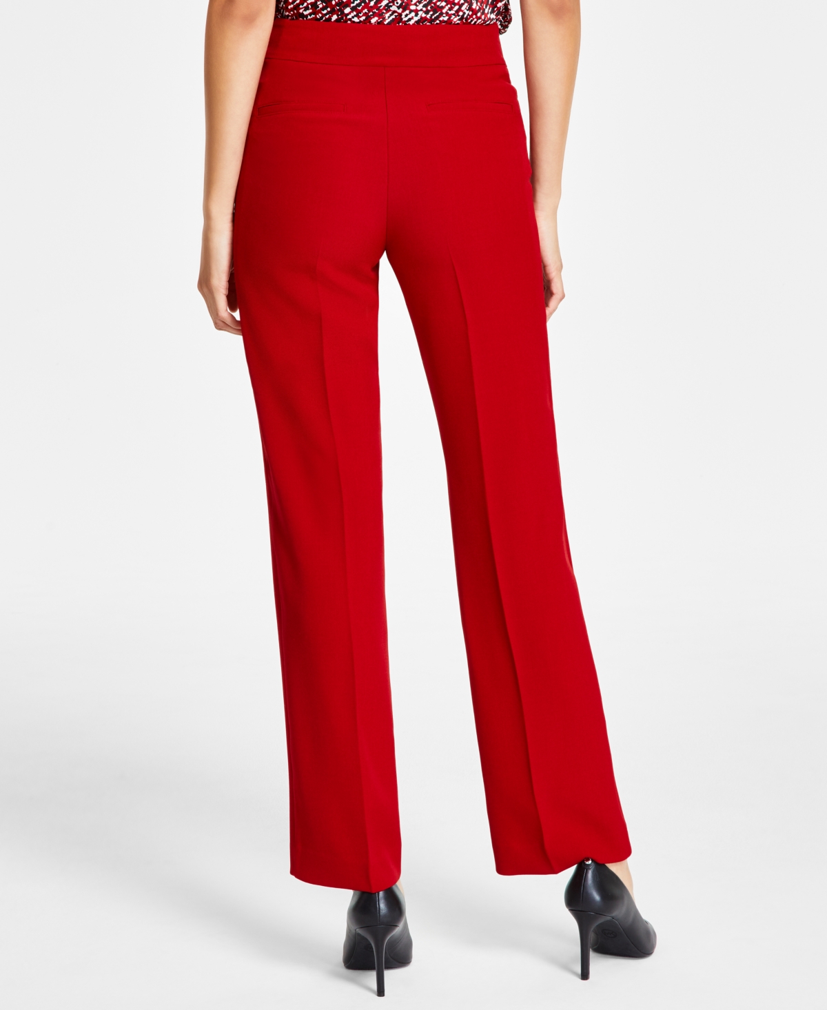 Kasper Women's Stretch-crepe Straight-leg Pants In Fire Red