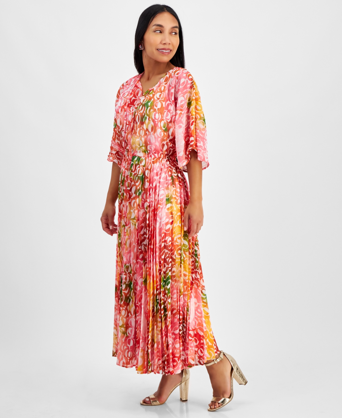 I.n.c. International Concepts Petite Floral-Print Pleated Maxi Dress, Created for Macy's