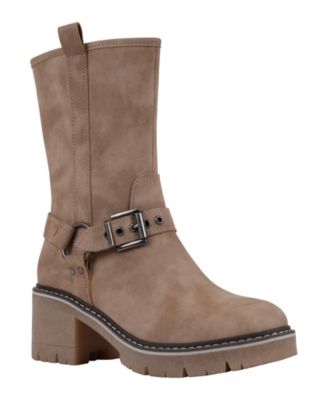 Women's Knox Buckle Lug Sole Block Heel Mid Calf Boots