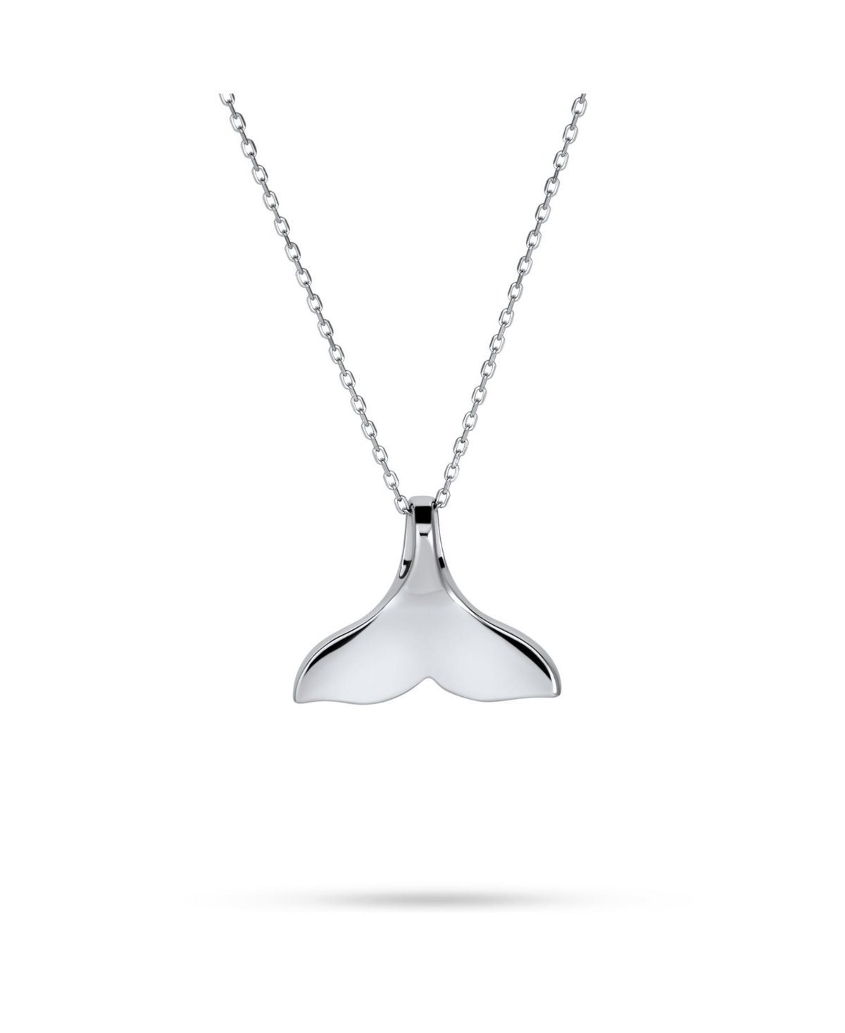 Bling Jewelry Nautical Blue Inlay Created Opal Fish Fin Whale Tail Pendant Necklace For Women .925 Sterling- Silver