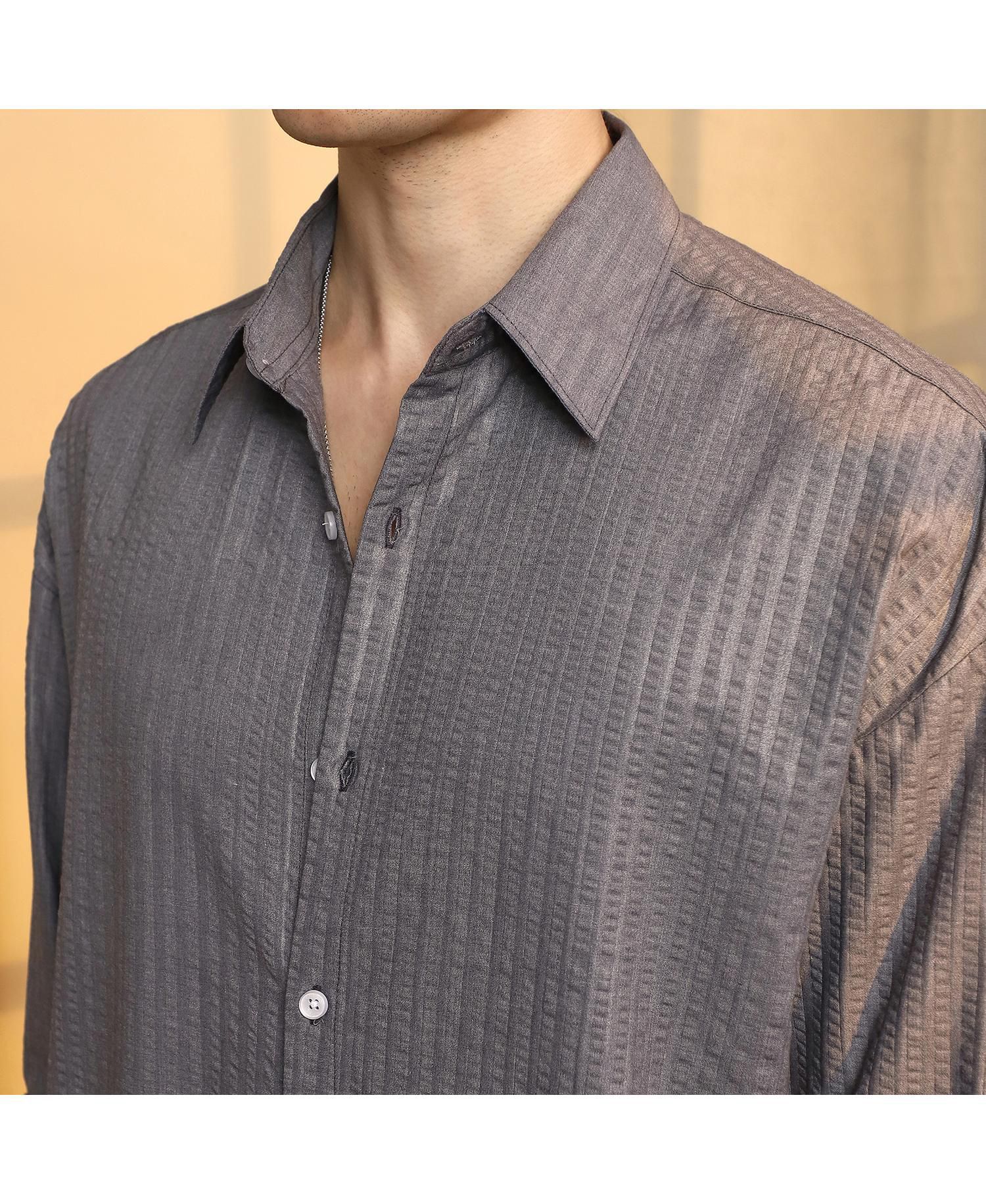 Men's Moon Grey Seersucker Shirt