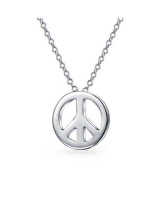 Minimalist World Peace Sign Pendant Necklace in Gold Plated Sterling Silver