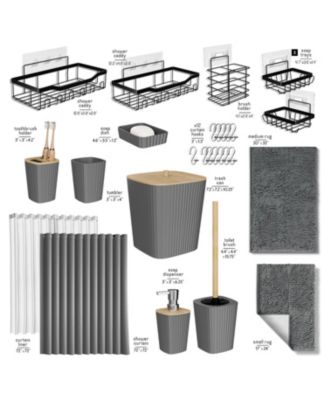 27 Piece Complete Bathroom, Vanity & Shower Accessories Set - Grey