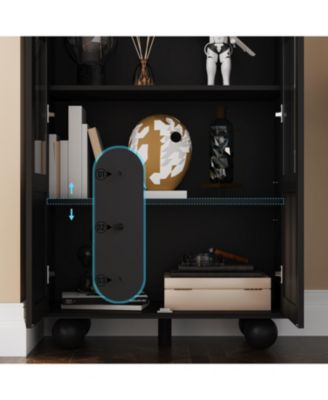 White Wood 5-Shelf Standard Bookcase with Ball-Shape Legs