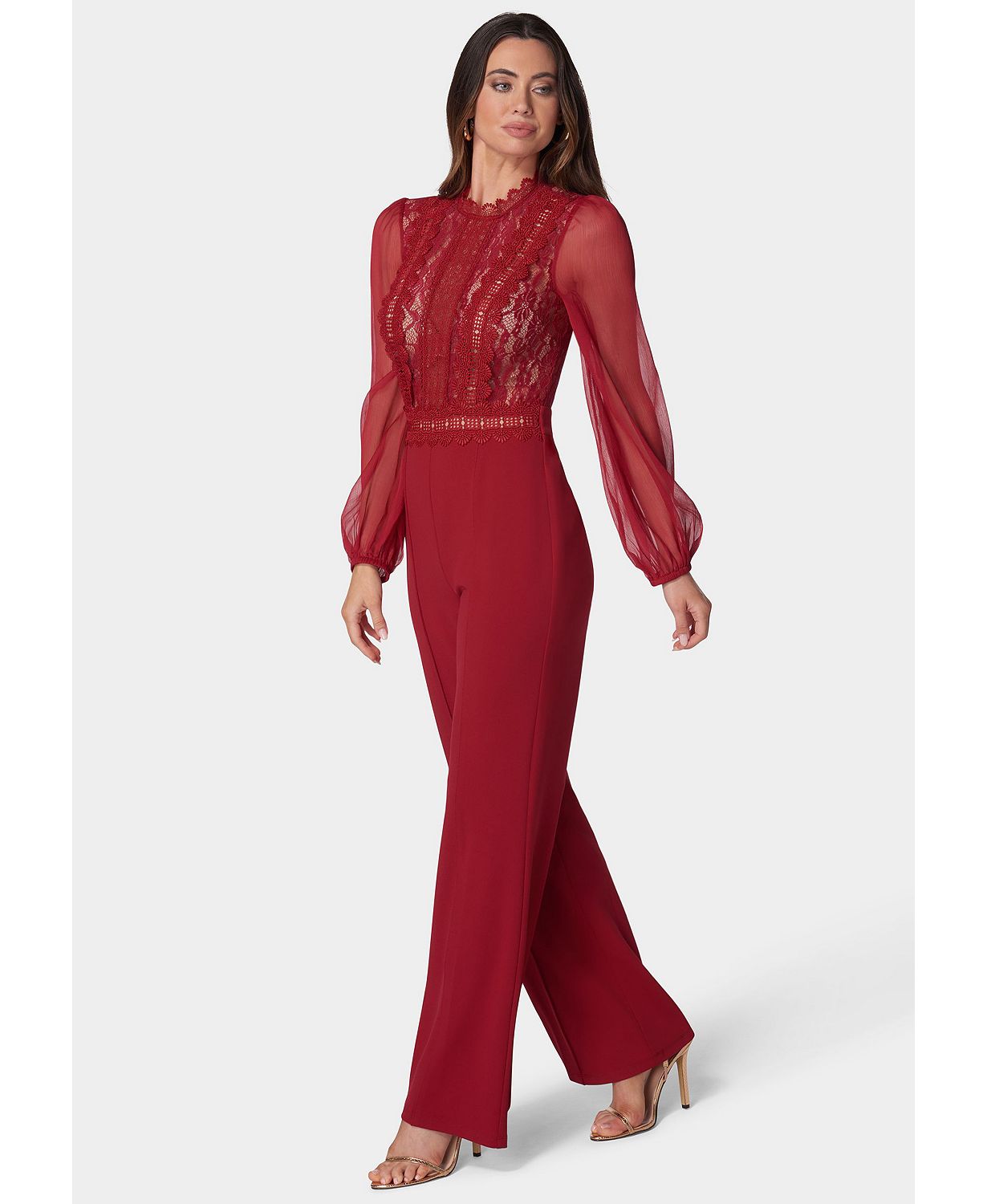 Women's Lace Top Straight Leg Jumpsuit