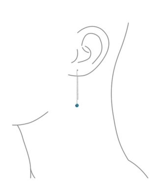 Blue Nazar Evil Eye Murano Glass Spiritual Thin Chain Threader Earrings .925 Sterling Silver