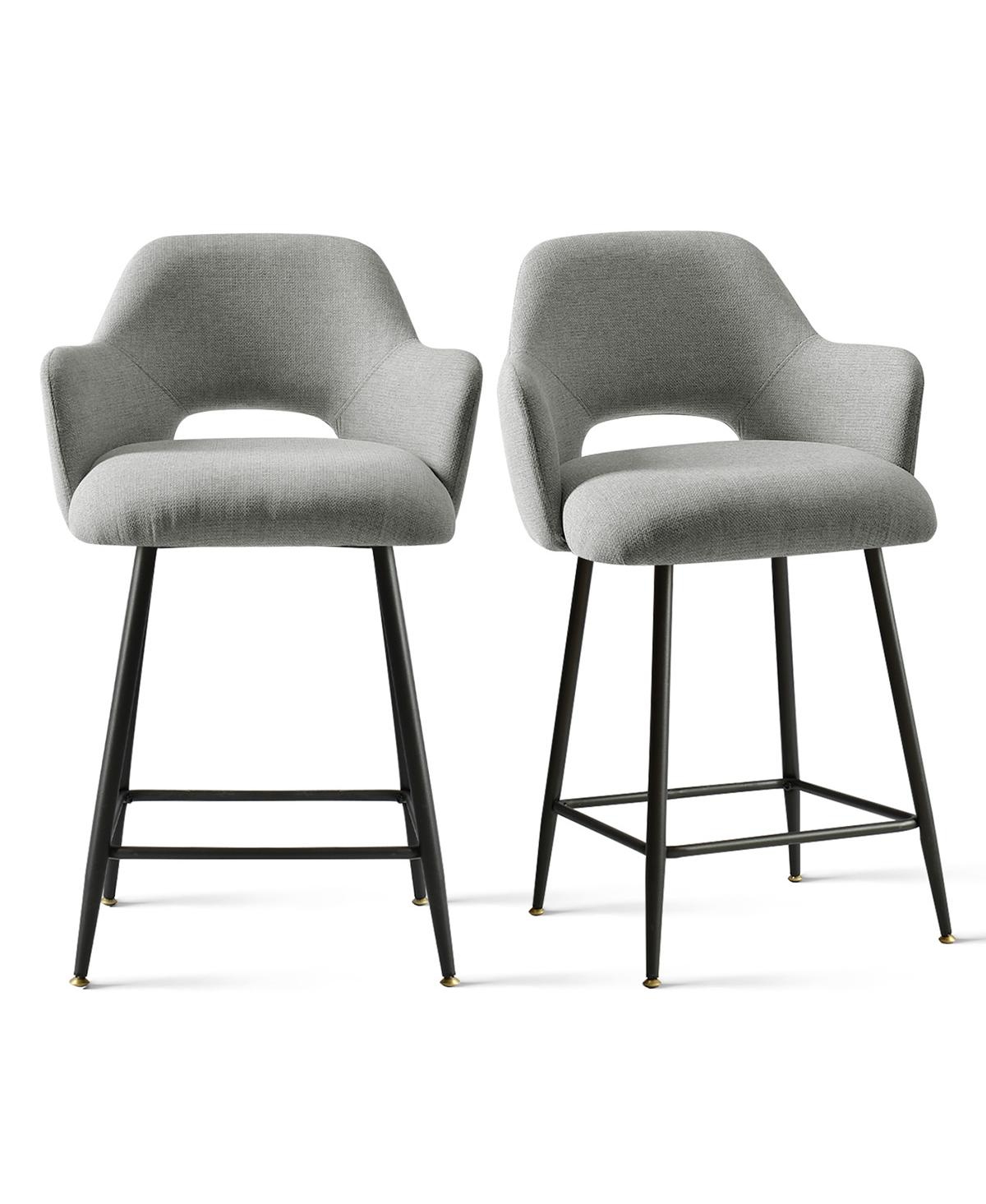 Maison Boucle Armrest Counter Stools Set of 2,Upholstered Counter Height Barstools with Back-Maison Boucle