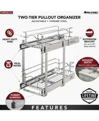 Kitchen Cabinet Pullout Shelf Organizer, 12 x 18 In, 5WB2-1218CR-1