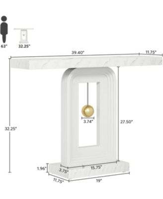 Modern Console Table, 40 Inches Narrow Sofa Entryway Table with Pendulum Shape Base, Contemporary Wood Accent Table for Living Room Hallway Entrance