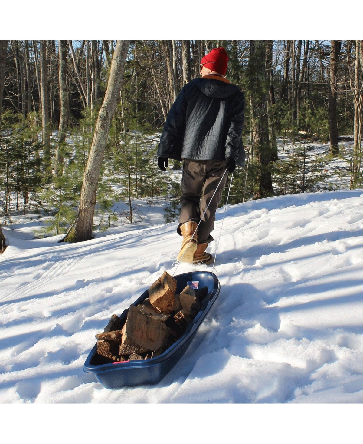 Flexible Flyer Winter Trek 5.5 Foot Plastic Utility Pull Sled w/Tow Rope,- Blue