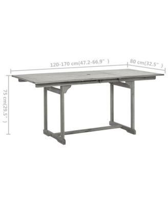 Patio Dining Table (47.2"-66.9")x31.5"x29.5" Solid Acacia Wood