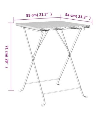 Folding Bistro Table Brown 21.7"x21.3"x28" Poly Rattan