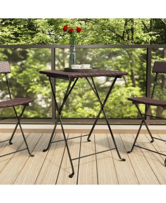 Folding Bistro Table Brown 21.7"x21.3"x28" Poly Rattan
