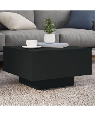 Coffee Table Black Engineered Wood 21.7 in square Lights