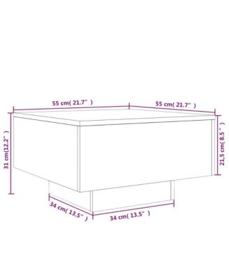 Coffee Table with LED Lights Smoked Oak 21.7"x21.7"x12.2