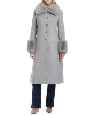 Vince Camuto Women's Single-Breasted Fit and Flared Drap Wool Coat - Macy's