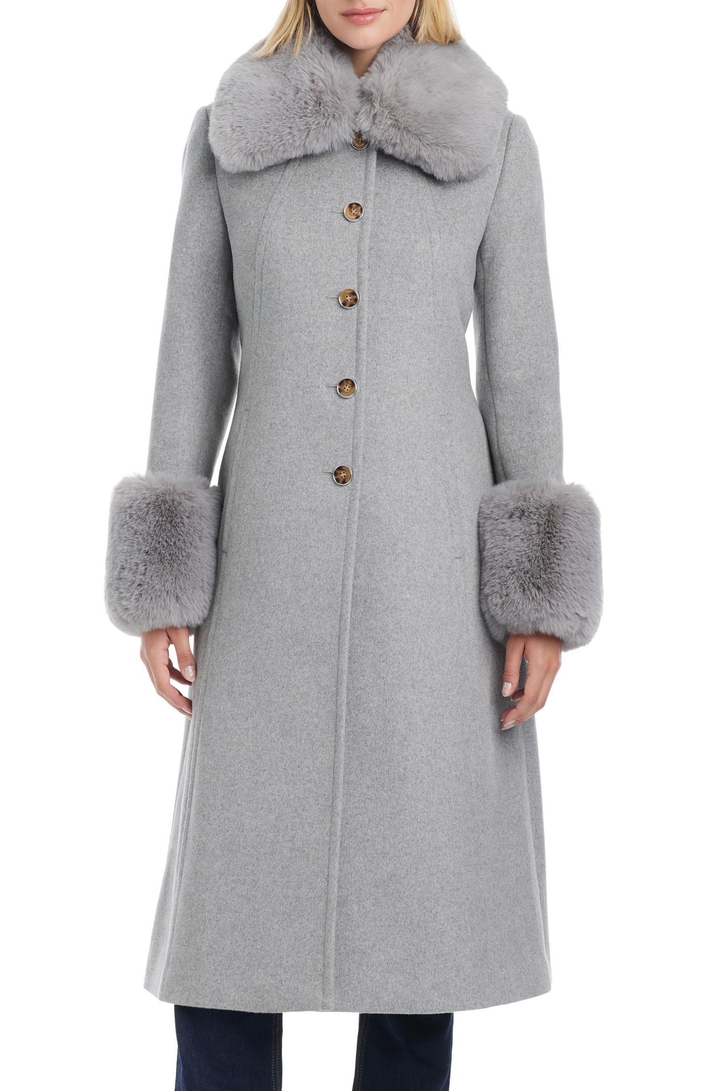 Женское пальто Vince Camuto Single-Breasted Maxi Coat W/ Detachable Faux Fur — фото 1