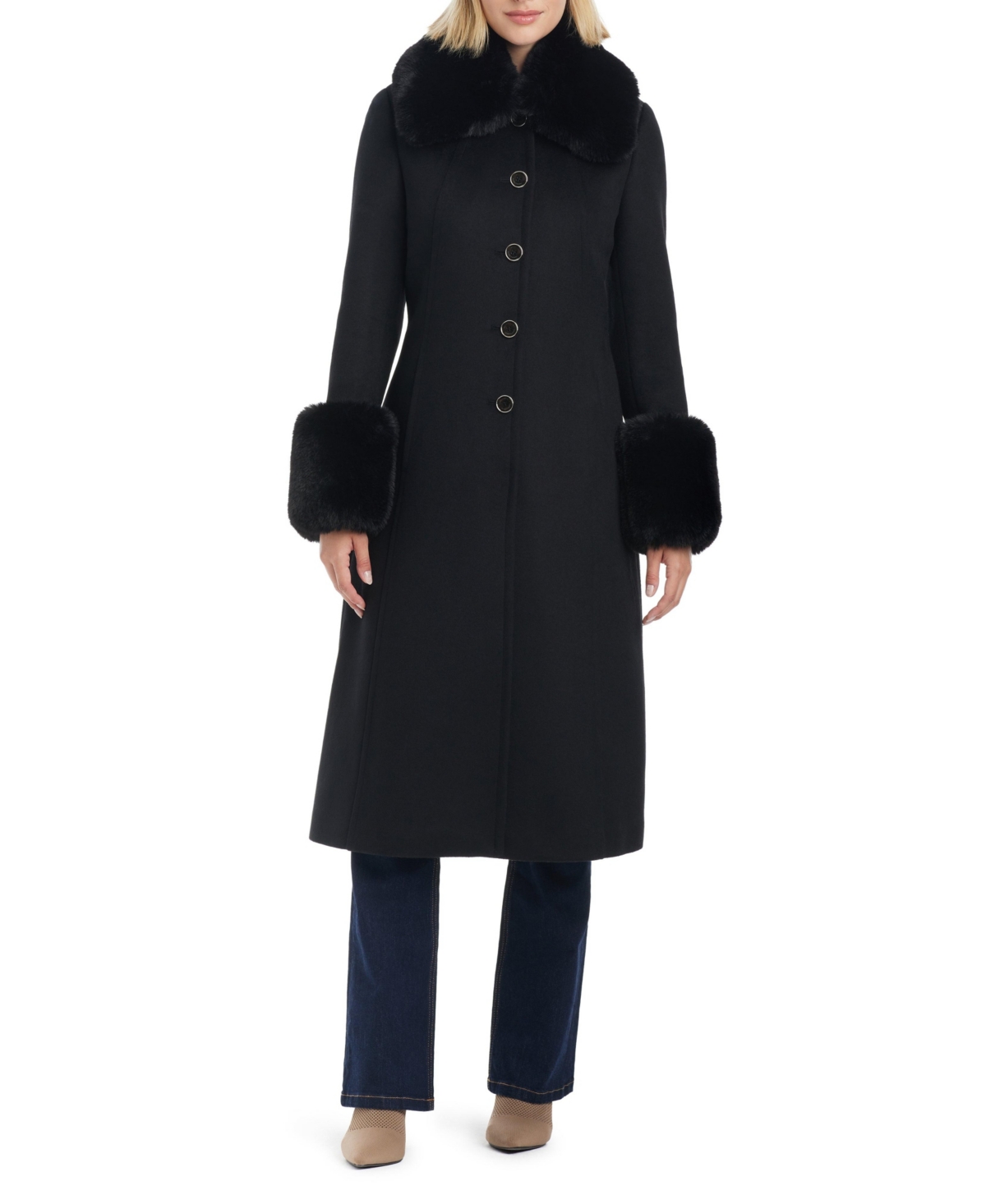 Vince camuto faux fur trim coat outlet