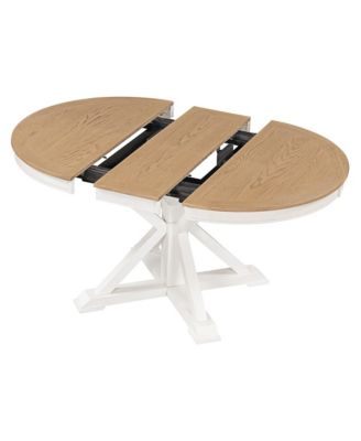 Retro Extendable Dining Table with 12-Inch Leaf for Functional Dining and Living Room Spaces