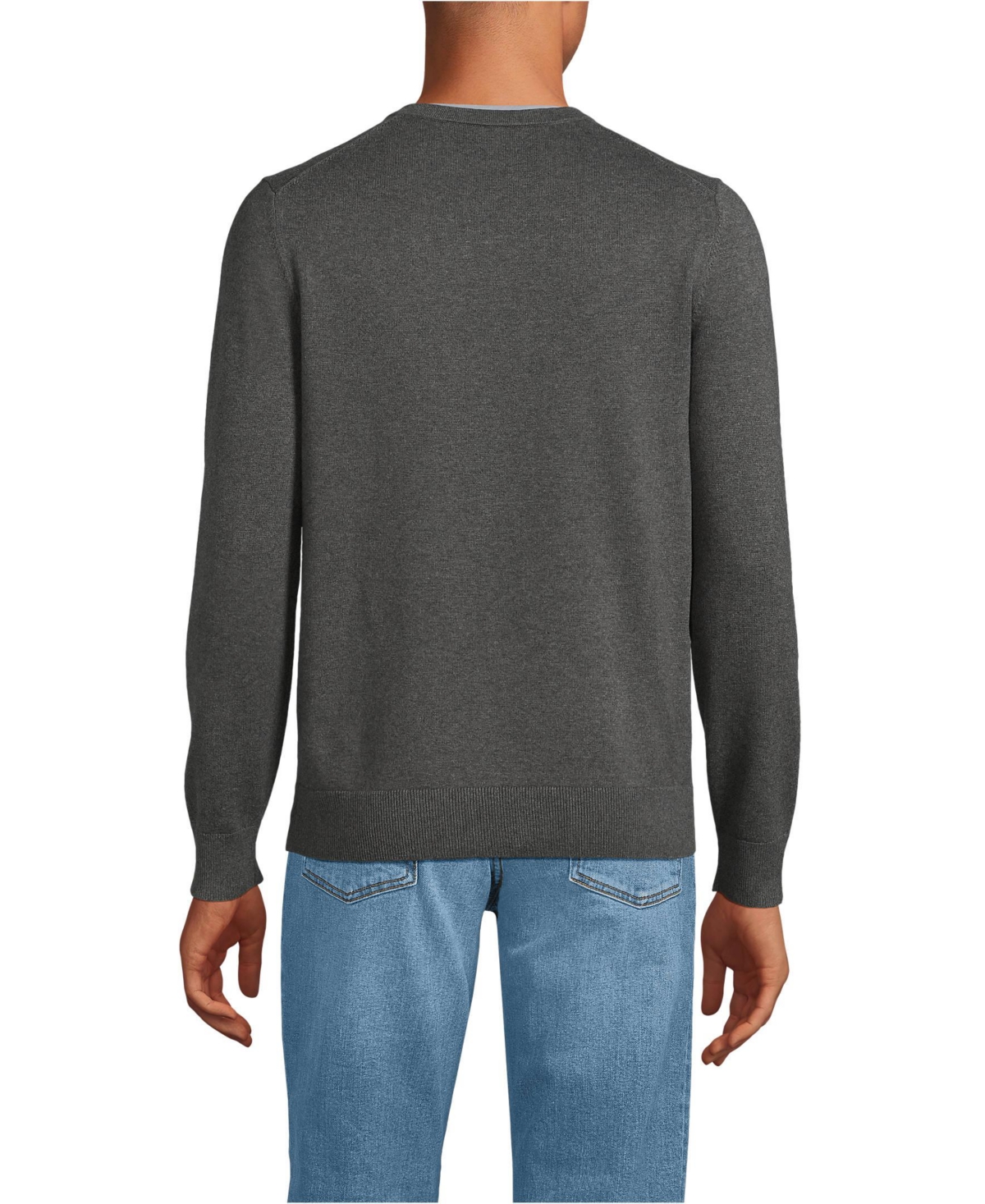 Lands' End Big & Tall Fine Gauge Cotton V Neck Sweater