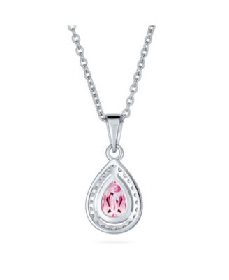 Cubic Zirconia Classic Large CZ Teardrop Solitaire Pendant Necklace .925 Sterling Silver